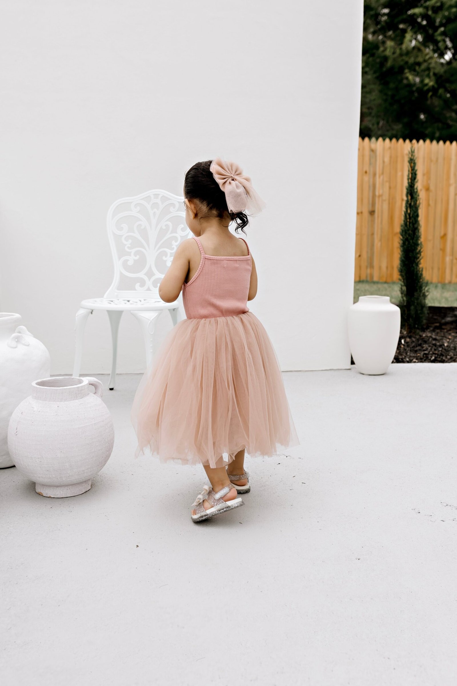 Ribbed Tulle Dress - Dusty Pink