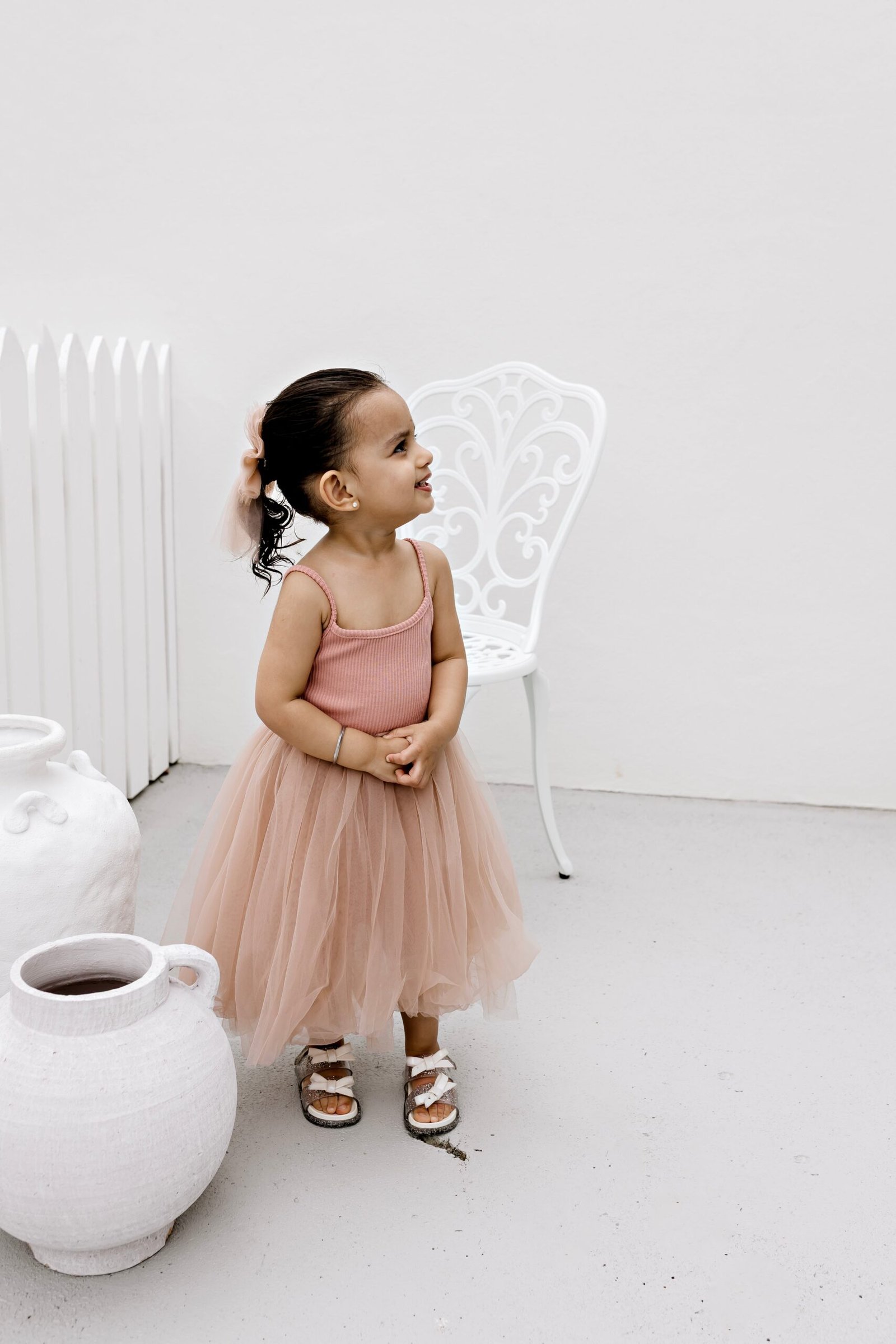 Ribbed Tulle Dress - Dusty Pink