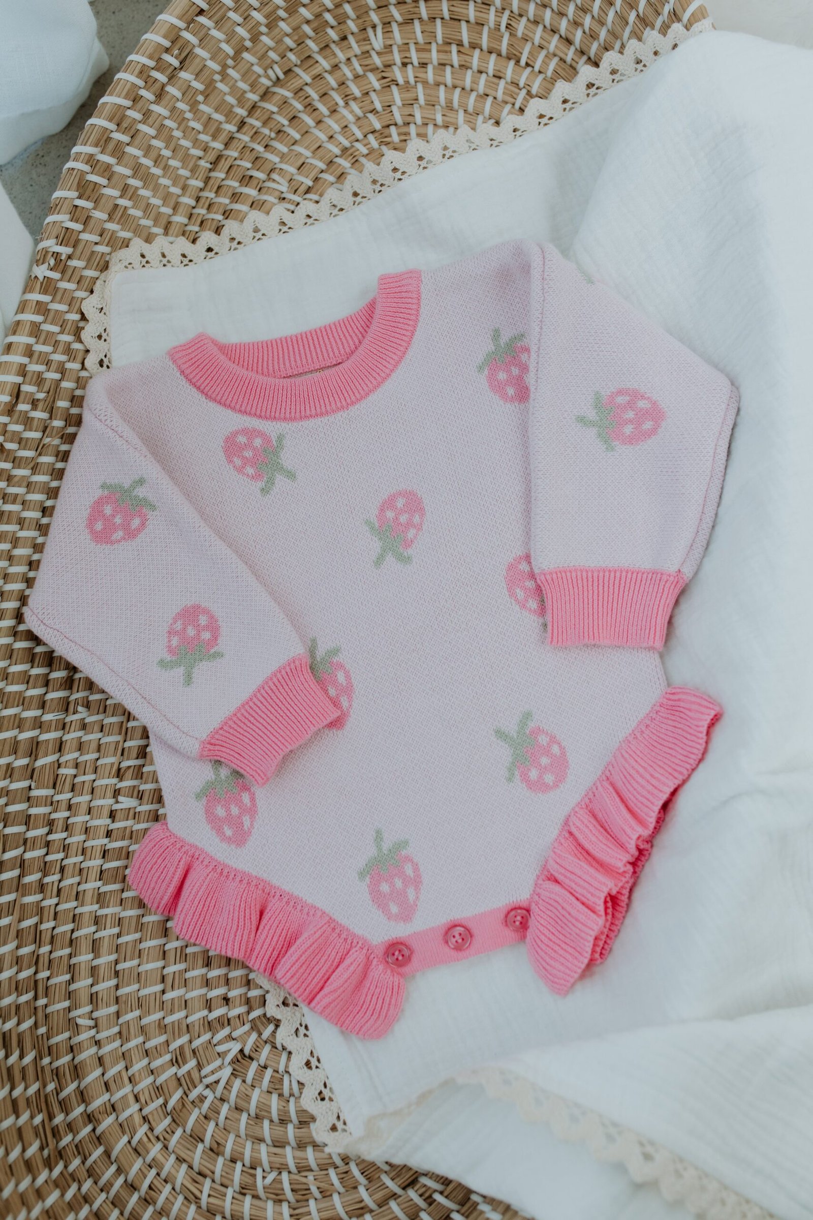 Strawberry Kisses | Knit Romper