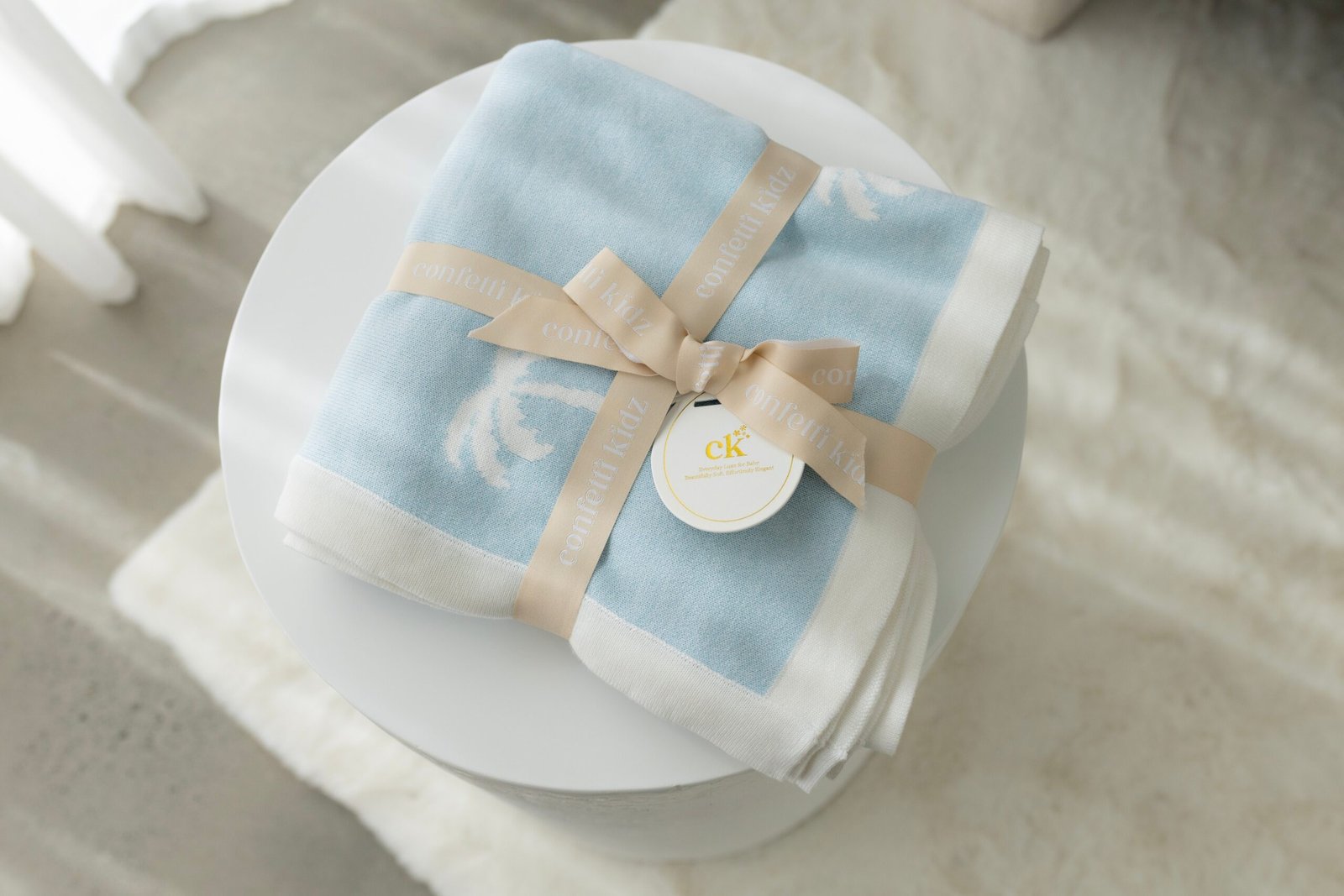 Reversible Knit Blanket | Ocean Palms