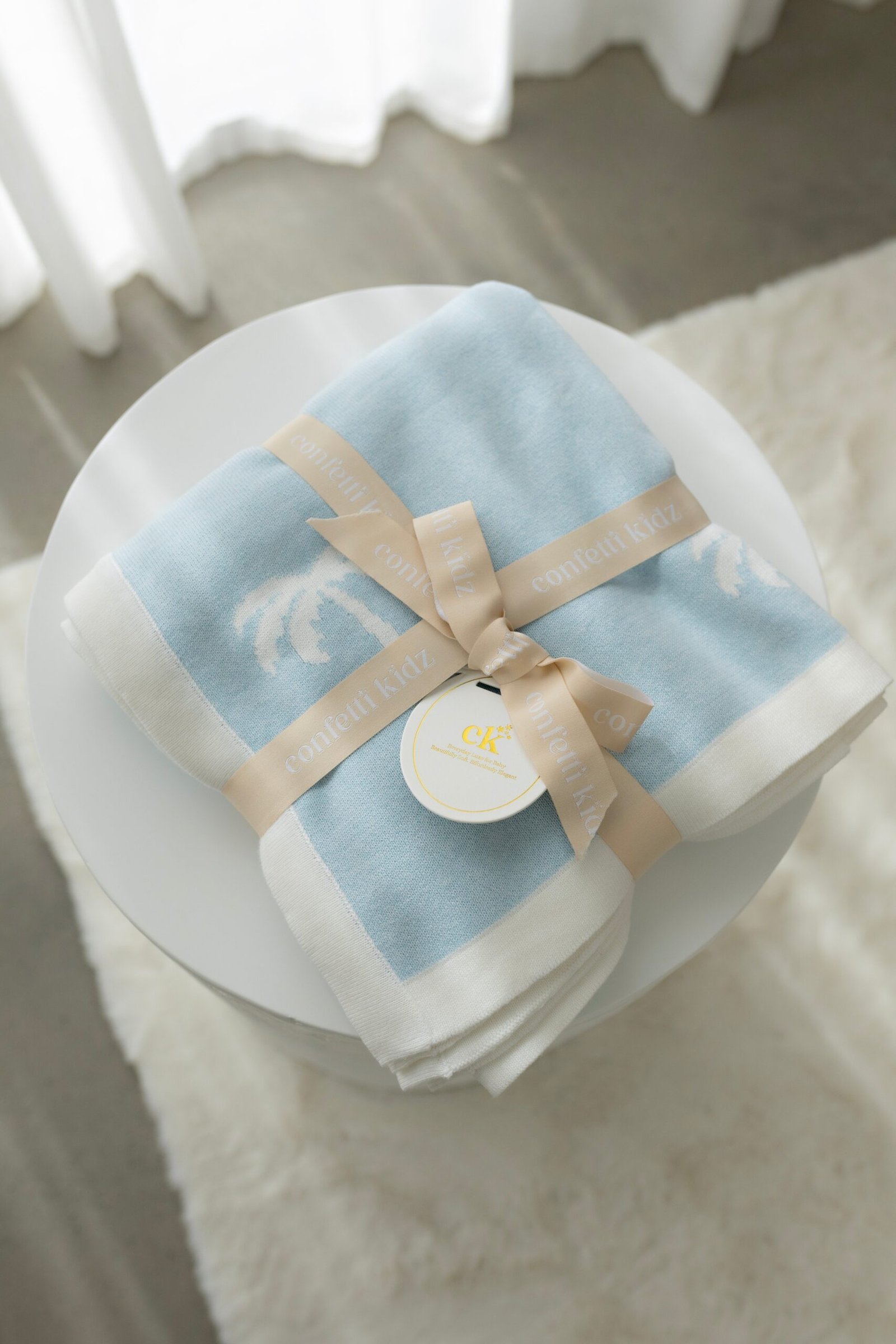 Reversible Knit Blanket | Ocean Palms