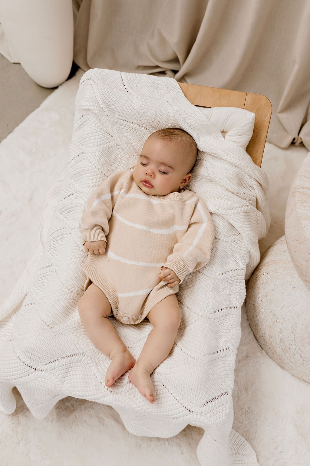 Tide Stripe Knit Romper | Sand