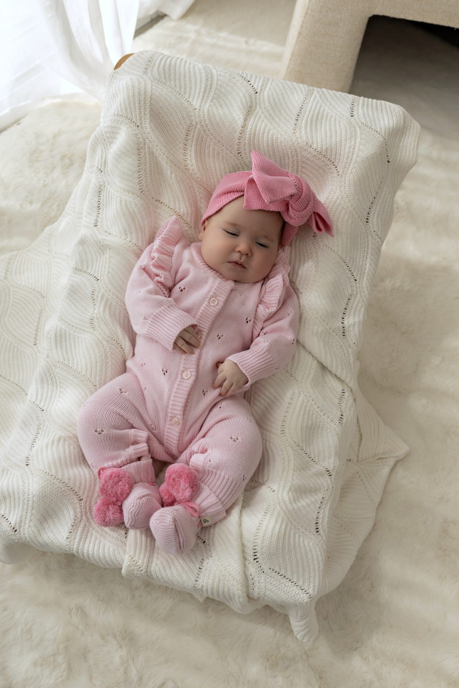 Baby Knit Booties | Pink Poms