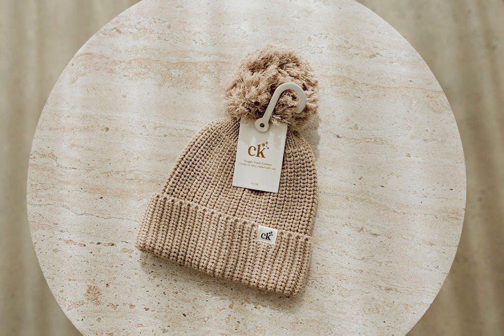 Baby Knit Beanie | Fawn Speckle
