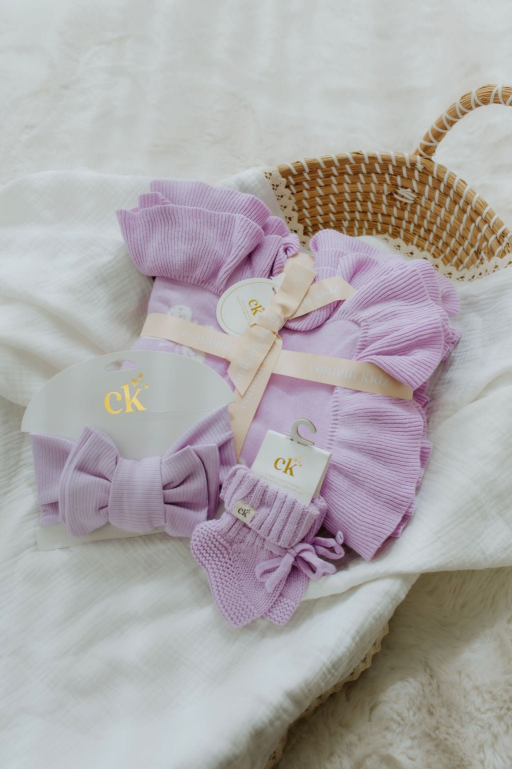Reversible Knit Blanket | Lavender Butterflies