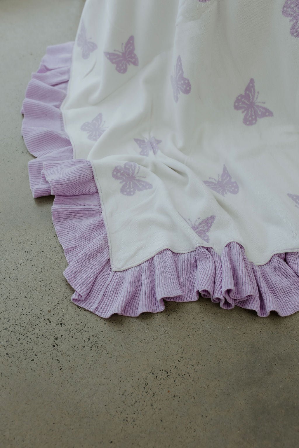 Reversible Knit Blanket | Lavender Butterflies