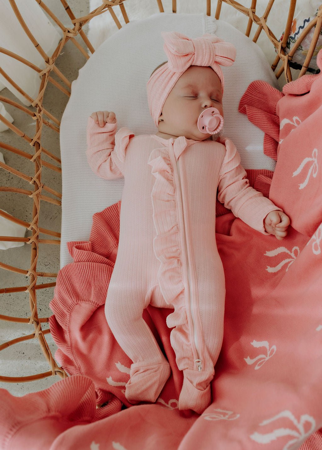 *Size prem left* Candy Pink Pointelle Zipsuit