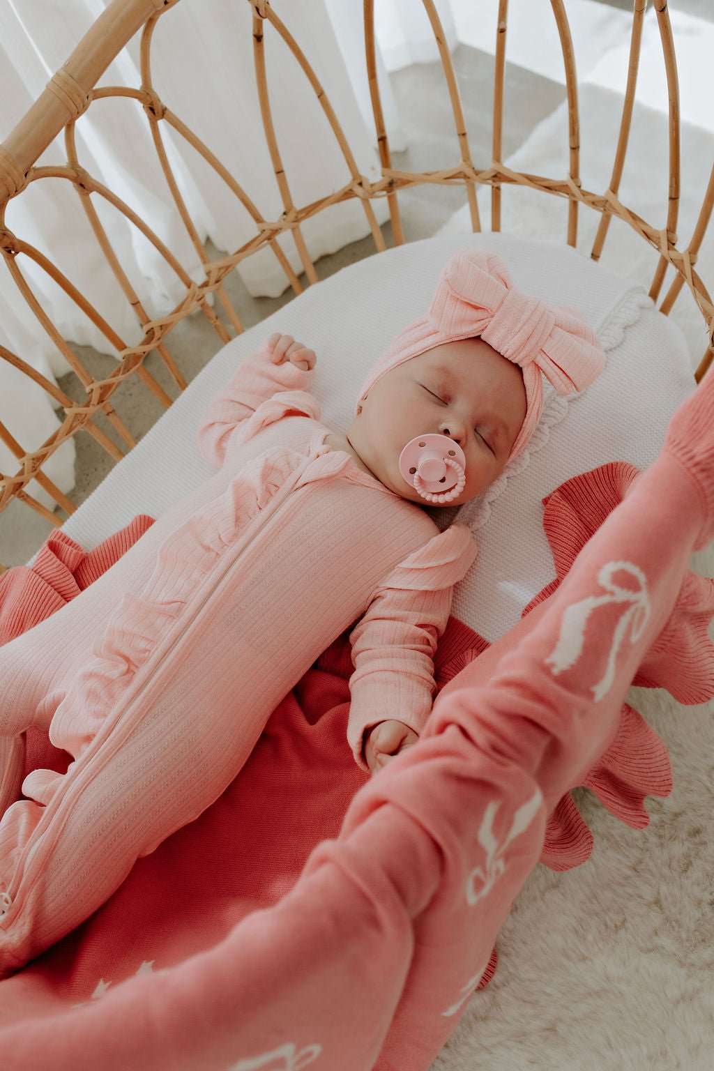 *Size prem left* Candy Pink Pointelle Zipsuit