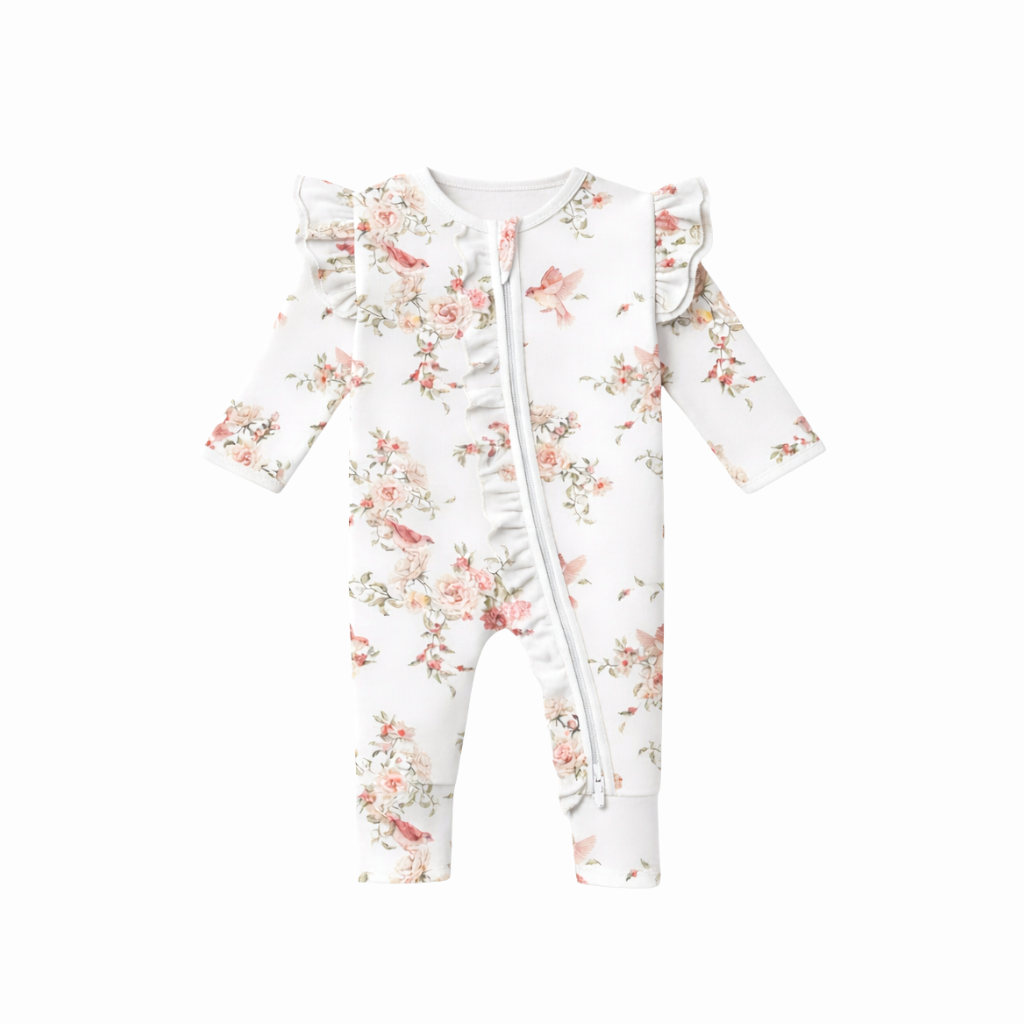 *Size Prem Left* Rose Garden - Bamboo Zipsuit