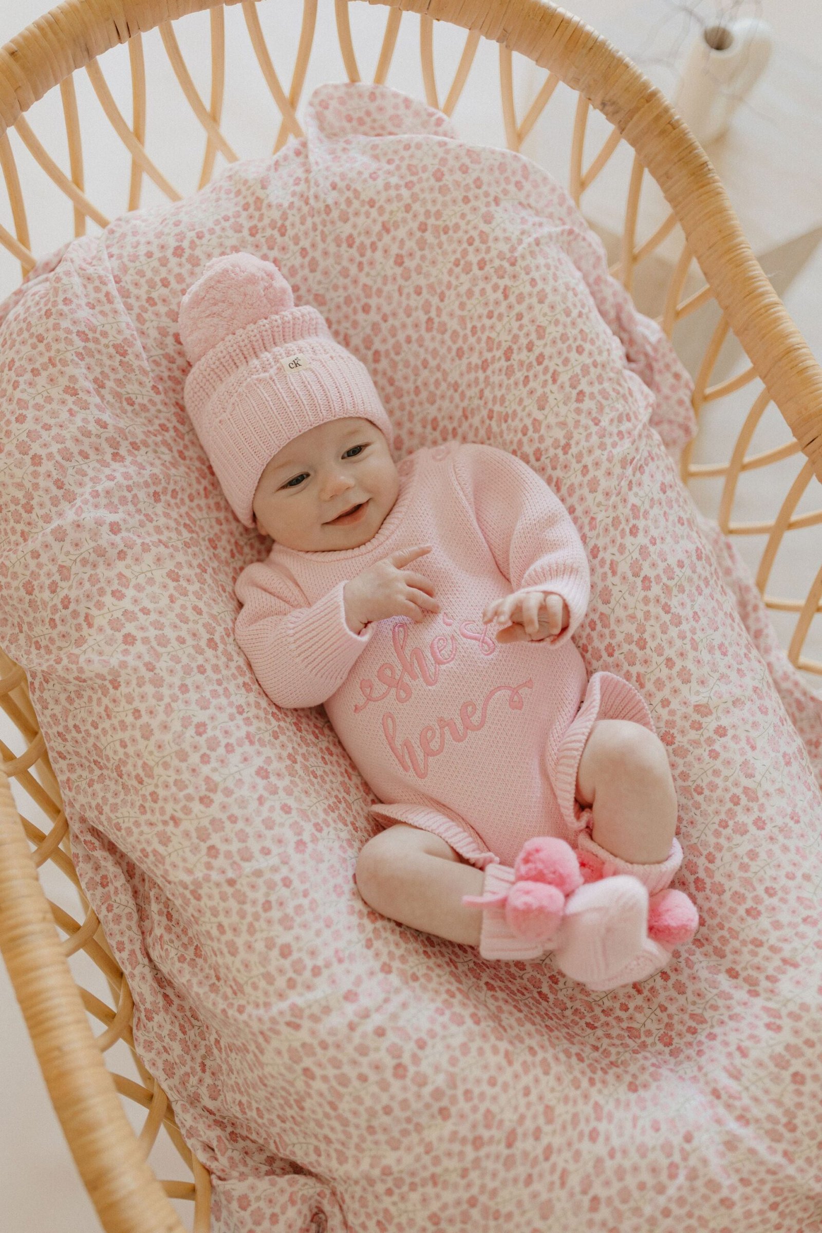 She's Here Knit Romper | Pink