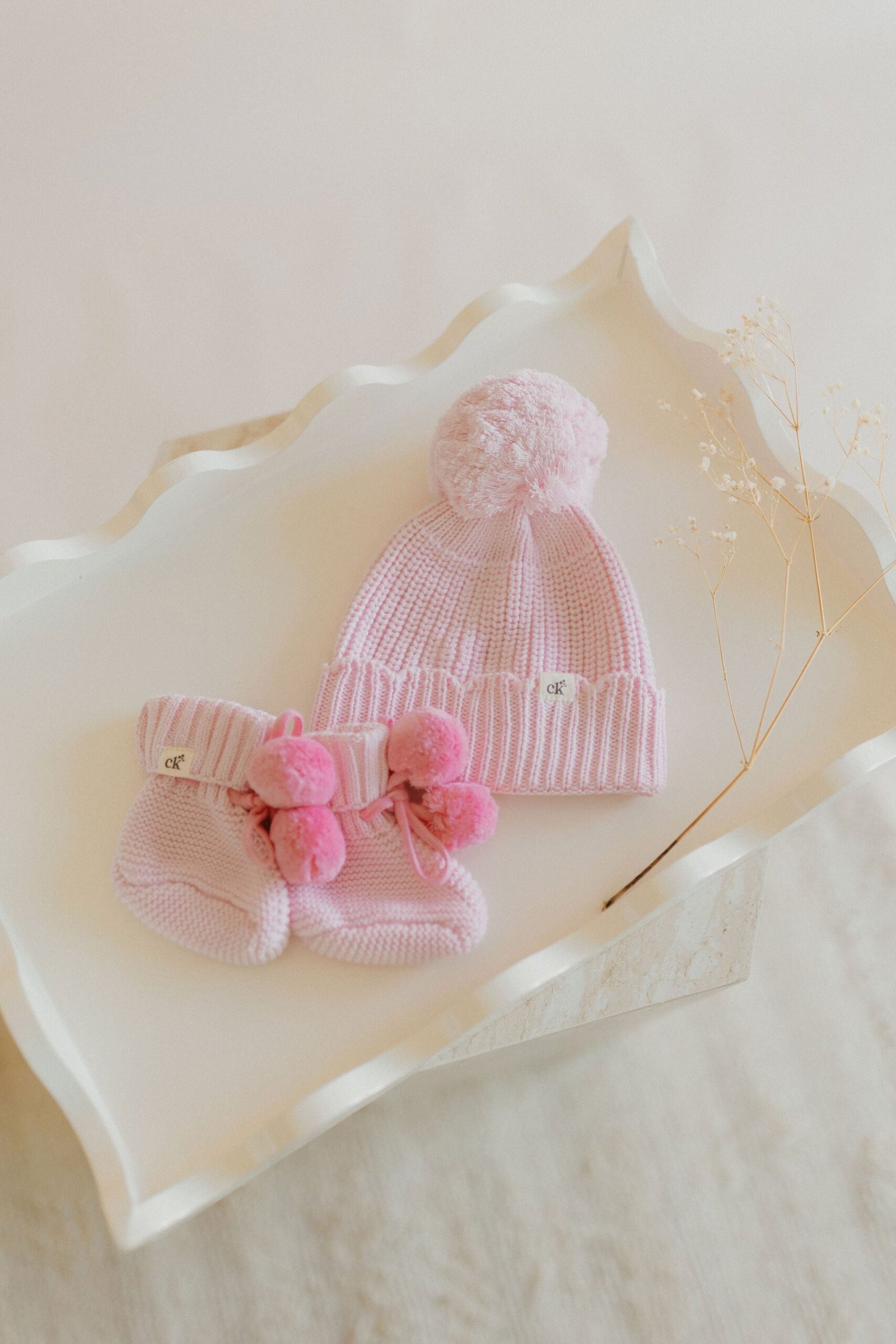 Scallop Knit Beanie | Soft Pink