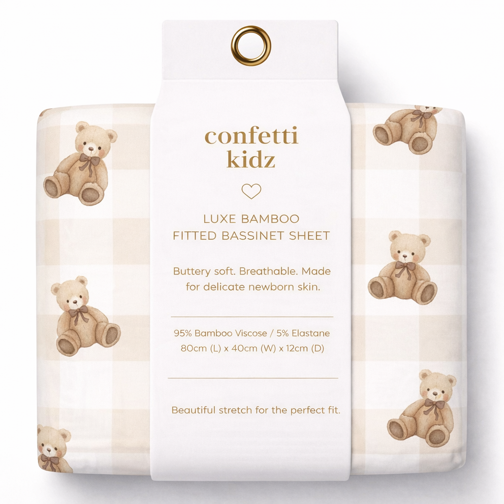 Gingham Teddy | Bassinett Sheet/Change Pad Cover