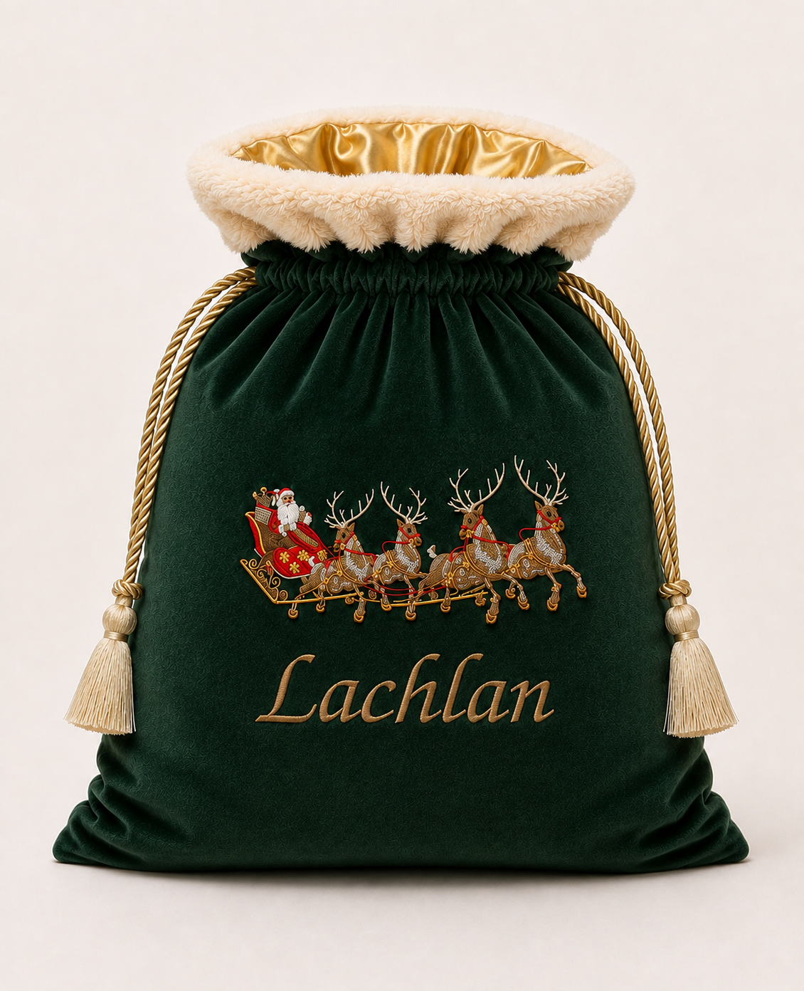 Deluxe Embroidered Santa Sack | Santa's Sleigh